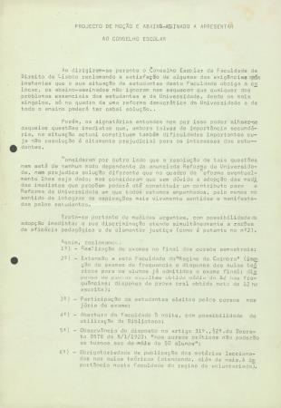 Projecto de Mo��o e Abaixo-Assinado a Apresentar ao Conselho Escolar