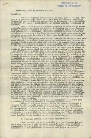 <b>Senhor Ministro da Educa��o[...]</b>