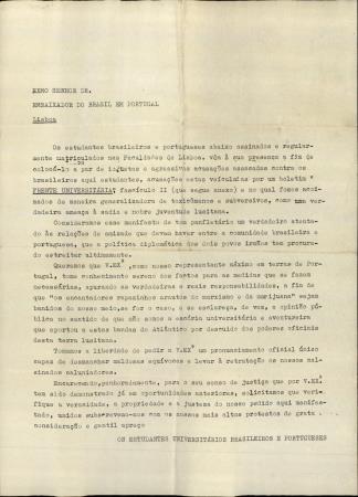 [Carta ao Embaixador do Brasil em Portugal]