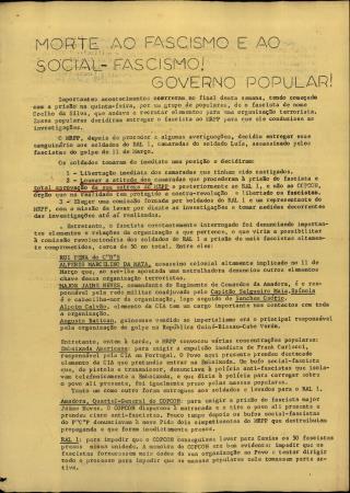 Morte ao Fascismo e ao Social-Fascismo! Governo Popular!