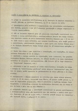 Mo��o � Presid�ncia da Rep�blica e Conselho da Revolu��o