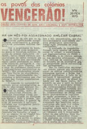 "Os povos das col�nias Vencer�o!" - �rg�o dos Comit�s de Luta Anti-Colonial e Anti-Imperialista, N.� 6