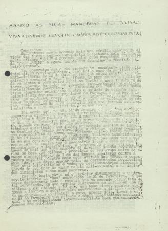 Abaixo as suas Manobras de Divis�o! Viva a Unidade e Revolucion�ria Anti-Colonialista!