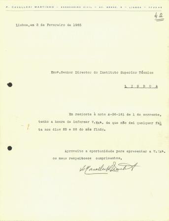 [Carta de P. Cavalleri Martinho - Engenheiro Civil]