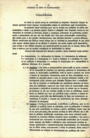 Delegacia de Sa�de de Teixeira-Pinto. Relat�rio