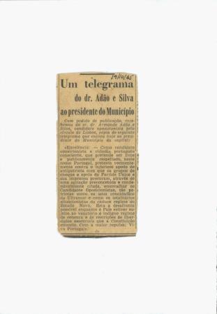 <b>"Um telegrama do dr. Ad�o e[...]</b>