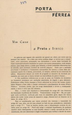 "Porta F�rrea: Um Caso a Preto e Branco", por Augusto Miguel