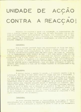 Unidade de Ac��o contra a Reac��o!