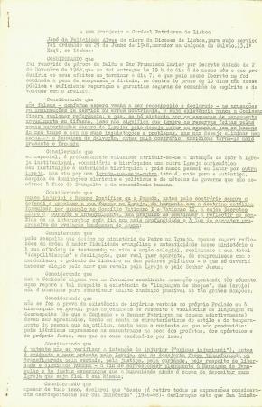 A Sua Emin�ncia o Cardeal Patriarca de Lisboa