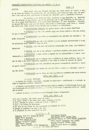 Eleitor: Lista D