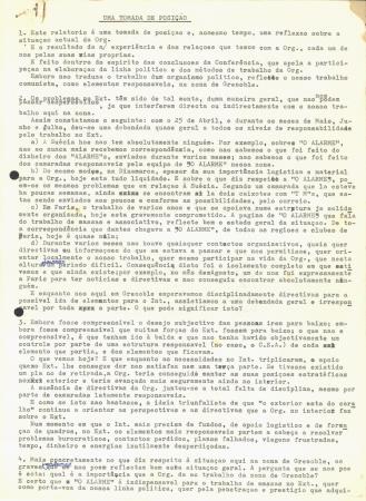 <b>Uma Tomada de Posi��o</b>