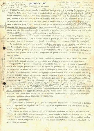 Proposta de Projecto de Programa