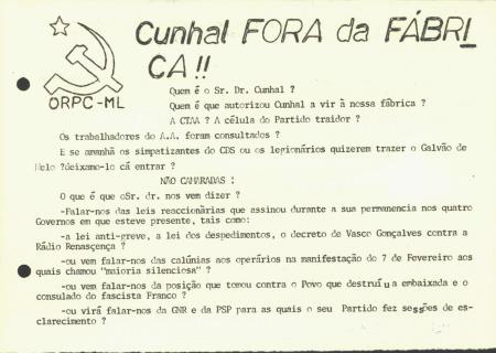 Cunhal fora da F�brica!!