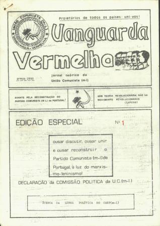 "Vanguarda Vermelha" - Jornal Te�rico da UC (ml), N.� 1