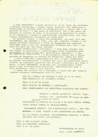 Viva � Classe Oper�ria! Prolet�rios uni-vos