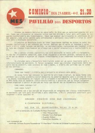 Com�cio Dia 23 Abril - 4� F. 21 h 30, Pavilh�o dos Desportos