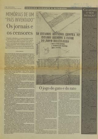 "Censura durante a Ditadura: Mem�rias de "Pa�s Inventado", os jornais e os censores", de Carina Branco