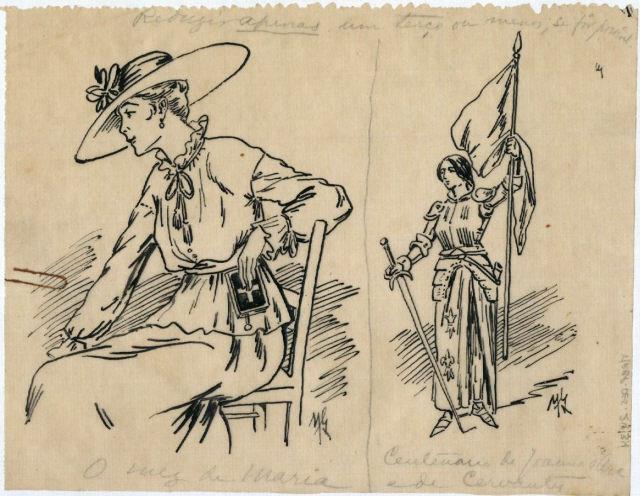 Legenda: O Mez de Maria / Centen�rio de Joana d' Arc e de Cervantes<br>PINHEIRO, Manuel Gustavo Bordalo (1869-1920)<p> Cr�ditos: � Museu Bordalo Pinheiro | EGEAC